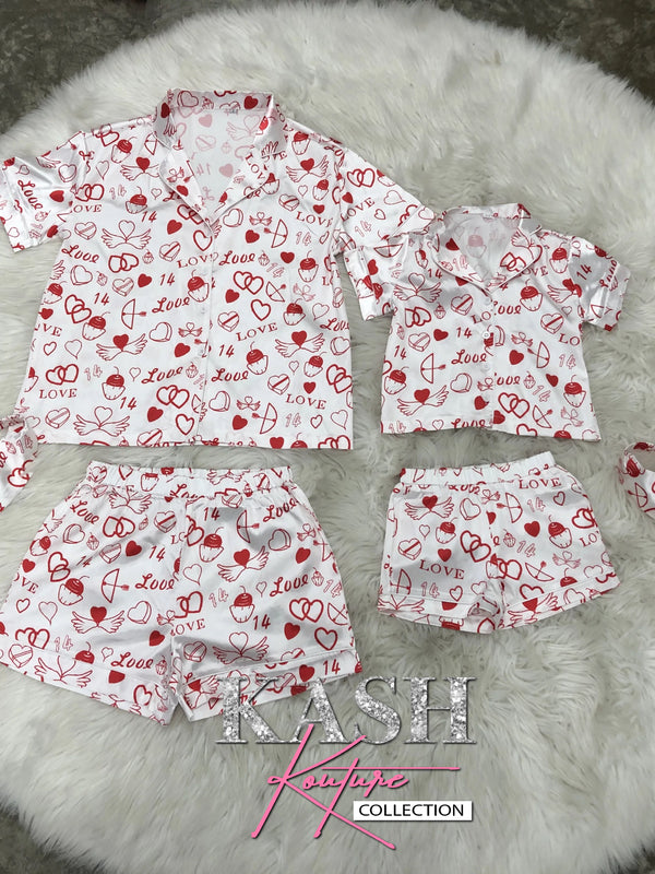 “Cupids crush” 3 piece adults satin set