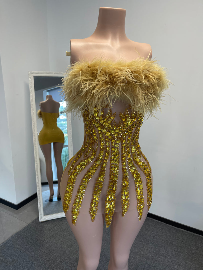 Snob mini dress (Preorder)- Gold Kash Kouture Collection Snob mini dress (Preorder)- Gold Kash Kouture Collection